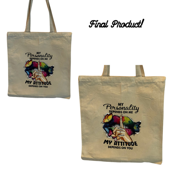 Fashion Graphic Print My Personality Depends on Me Design Trendy Canvas Tote Bag - Picture 6 of 6